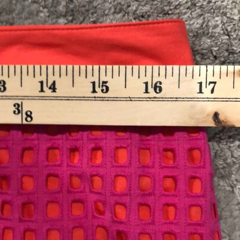 Y2K retro style open mesh neon pink and orange pencil skirt - Picture 8 of 8